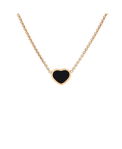 Pre-Owned Chopard My Happy Hearts Pendant Necklace 18K Rose Gold with Onyx