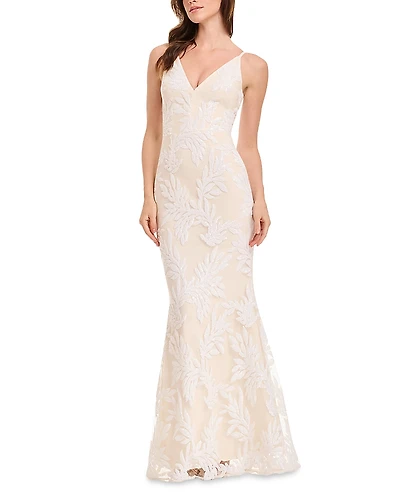 Dress the Population Sharon Floral-Sequin Mermaid Gown