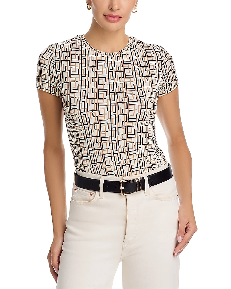 L'Agence Ressi Geo Print Short Sleeve Tee