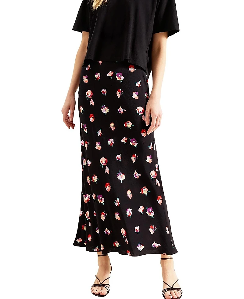Ro & Zo Ditsy Bias Cut Maxi Skirt