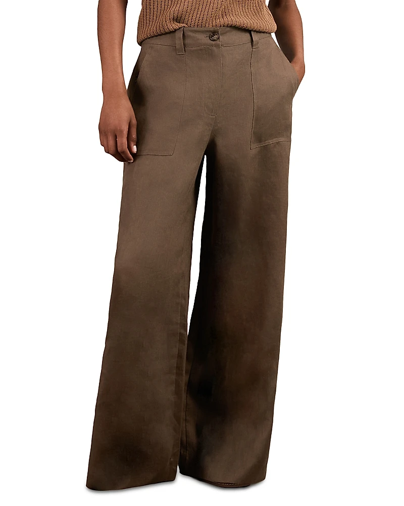Reiss Petites Ashby Linen Wide Leg Pants