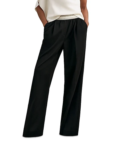Reiss Petites Camelia Waistband Wide Leg Pants