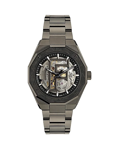 Ferragamo Edge Skeleton Automatic Watch, 42mm