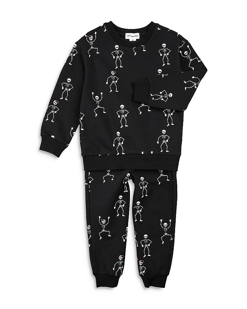 Miles The Label Boys' Glow-in-the-Dark Skeleton Sweatshirt & Sweatpants Set - Little Kid