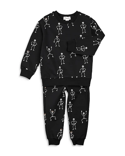 Miles The Label Boys' Glow-in-the-Dark Skeleton Sweatshirt & Sweatpants Set - Little Kid