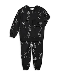 Miles The Label Boys' Glow-in-the-Dark Skeleton Sweatshirt & Sweatpants Set - Little Kid