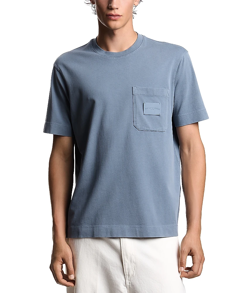 Emporio Armani Jersey Tee With Leather Logo Patch