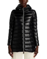 Quilted Hooded A Line Coat