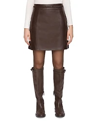Bagatelle Braid Trim Faux Leather Mini Skirt