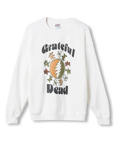 Junk Food Clothing Unisex Grateful Dead Bear Ring Flea Market Crew Fleece Sweatshirts