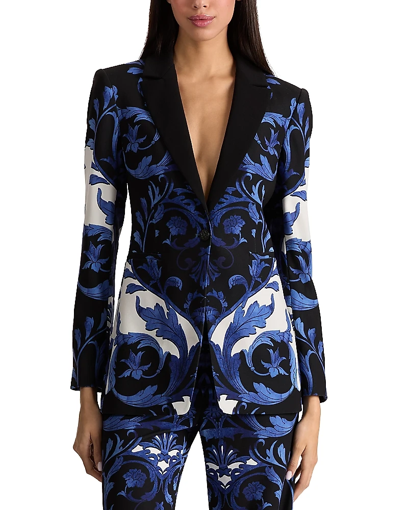 Alice and Olivia Breann Fitted Long Printed Blazer