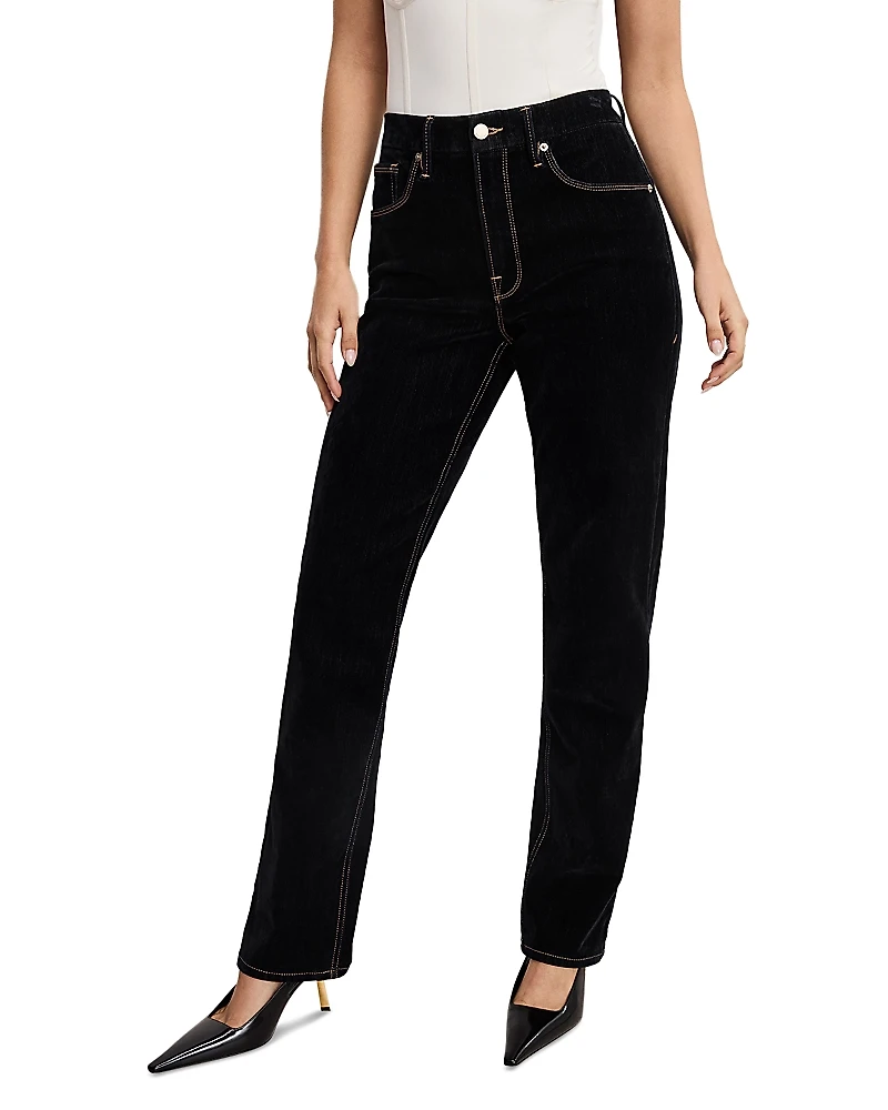 Good American Icon Straight Velvet Denim Jeans