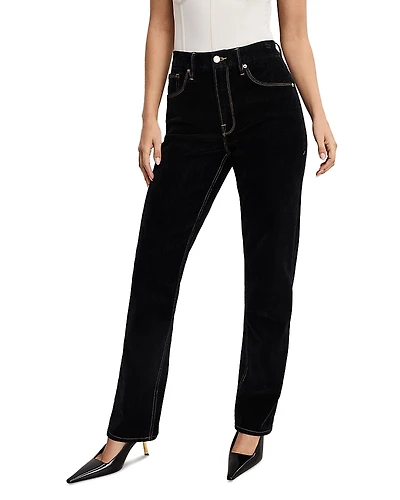 Good American Icon Straight Velvet Denim Jeans