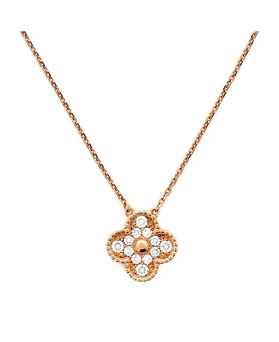 Pre-Owned Van Cleef & Arpels Vintage Alhambra Pendant Necklace 18K Rose Gold and Diamonds