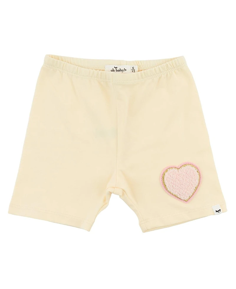 oh baby! Girls' Heart Patch Jersey Biker Short - Baby