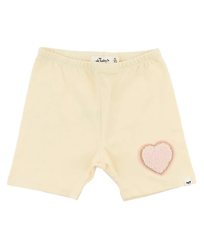 oh baby! Girls' Heart Patch Jersey Biker Short - Baby