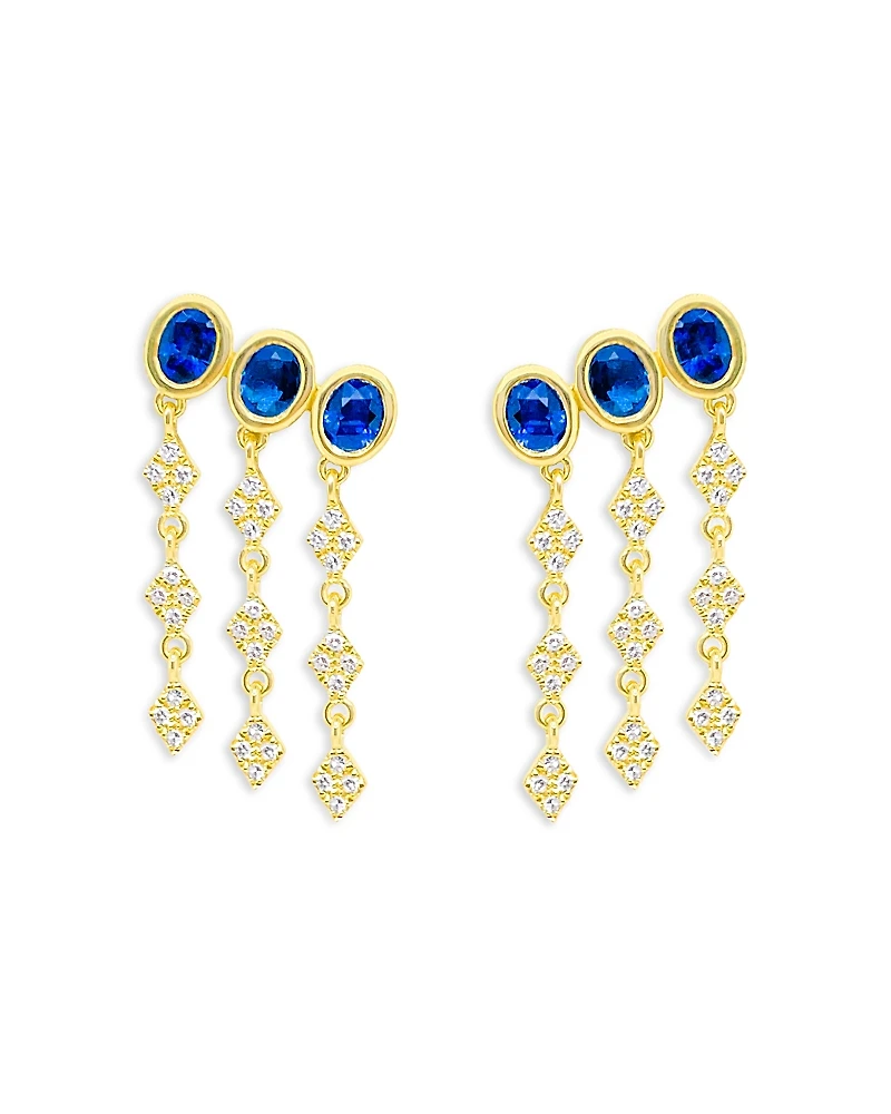 Meira T 14K Yellow Gold Blue Sapphire & Diamond Fringe Drop Earrings