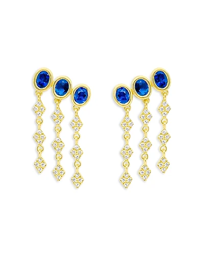 Meira T 14K Yellow Gold Blue Sapphire & Diamond Fringe Drop Earrings