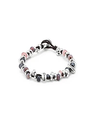 UNOde50 Sterling Silver-Plated Beaded Bracelet with Leather