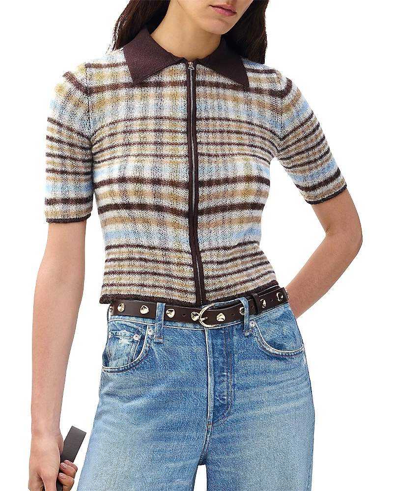 rag & bone Leva Short Sleeve Zip Polo Sweater