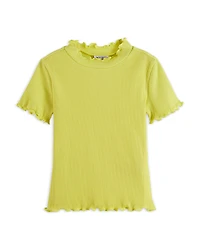 Scotch & Soda Girls' Mock Neck Slim Fit Ribbed Short Sleeved Tee - Little Kid, Big Kid