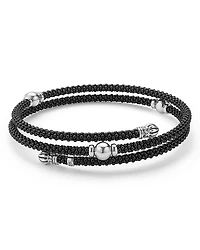 Lagos Sterling Silver Black Caviar Ceramic Beaded Wrap Bracelet