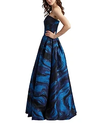 Valora Strapless Jacquard Ball Gown