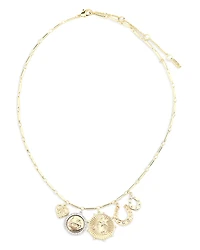 Aqua Crystal Horseshoe Mixed Charm Statement Necklace, 17-19 - Exclusive