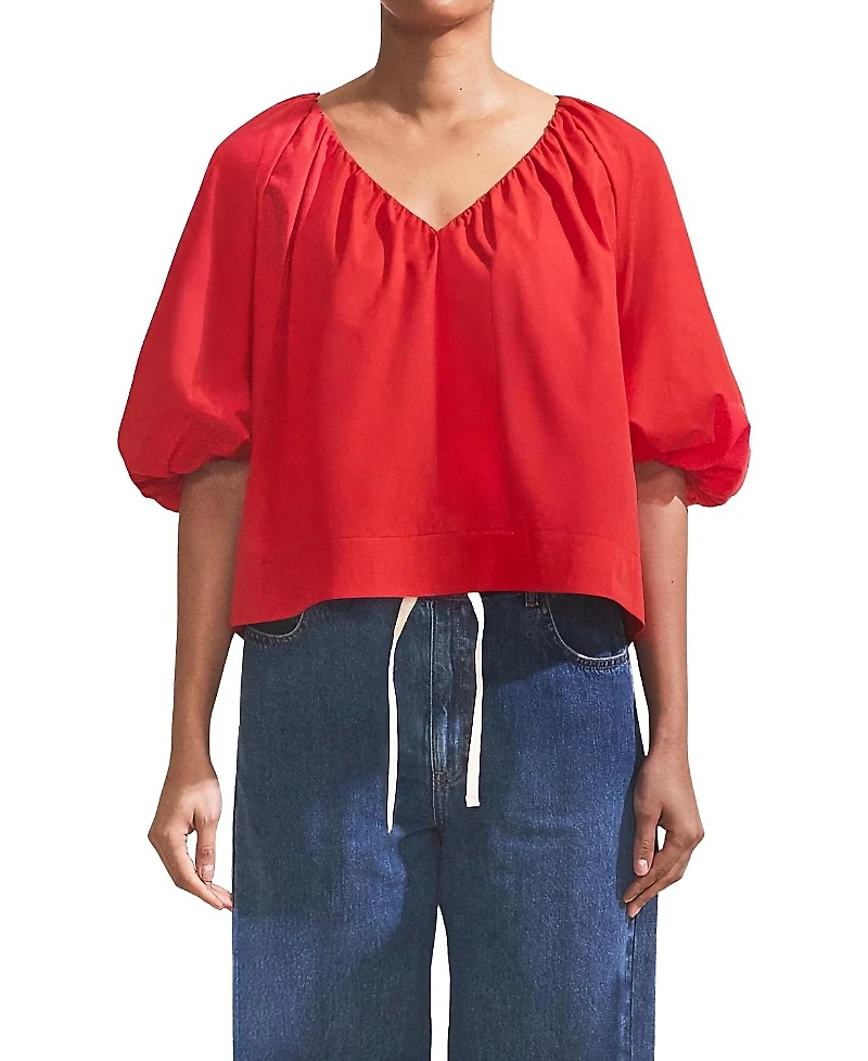 Ro & Zo Puff Sleeve V-Neck Top