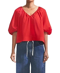 Ro & Zo Puff Sleeve V-Neck Top