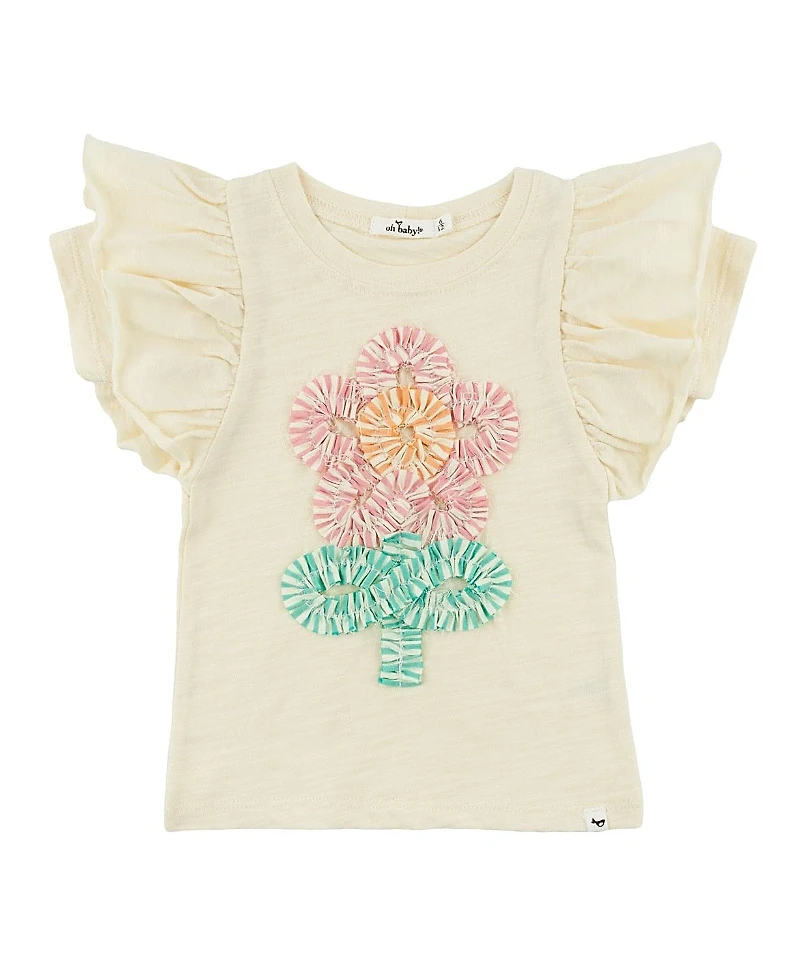 oh baby! Girls' Cabana Ruffle Daisy Applique Butterfly Top - Baby