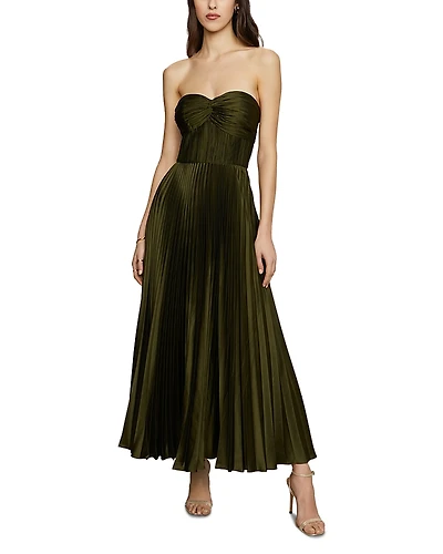 Amur Ruched Bustier Pleated Dress