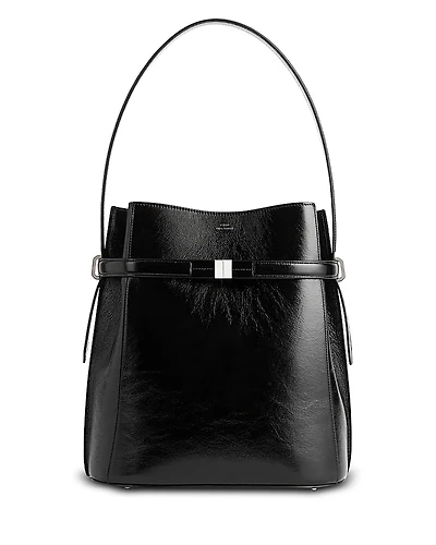 Toteme Belted Naplack Crinkled-Leather Bucket Bag