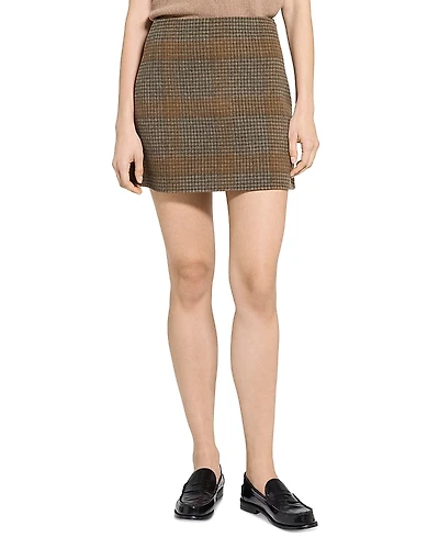 Theory Wool & Cashmere Plaid Mini Skirt