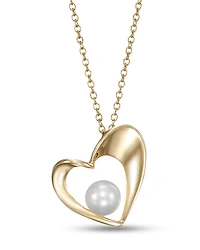 Bloomingdale's Fine Collection Freshwater Pearl Heart Solitaire Pendant Necklace