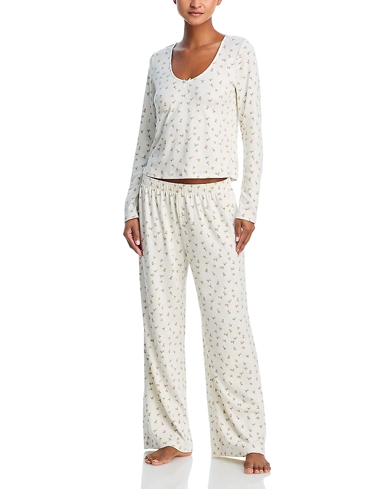 Aqua Starlette Long Pajama Set - Exclusive