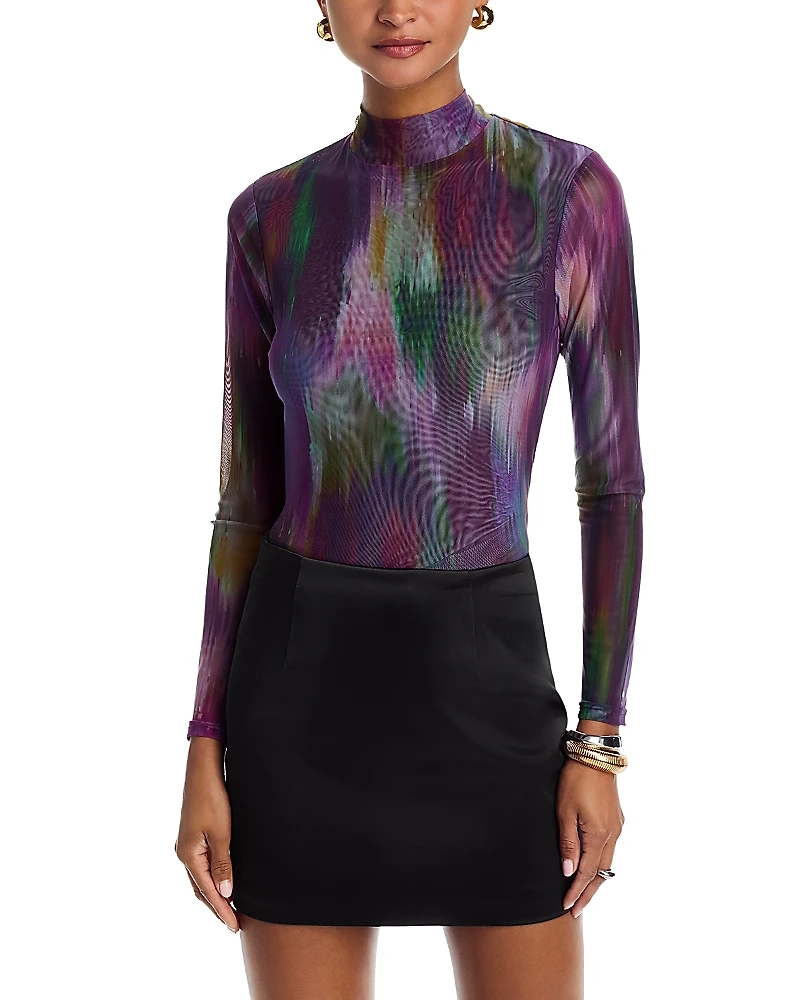 Aqua Turtleneck Mesh Top - Exclusive