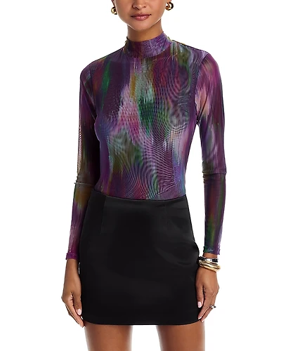 Aqua Turtleneck Mesh Top - Exclusive