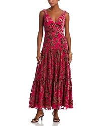 Aqua Velvet Burnout Guest of Maxi Dress - Exclusive