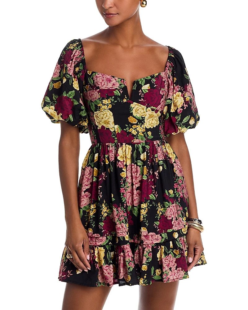 Aqua Puff Sleeve Mini Dress - Exclusive