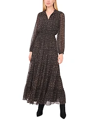 1.state Tie Neck Tiered Maxi Dress