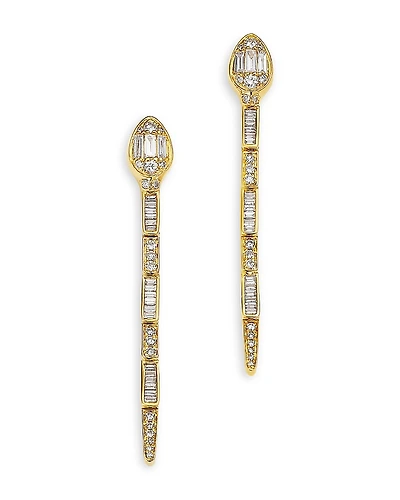 Bloomingdale's Fine Collection Diamond Round & Baguette Serpent Drop Earrings