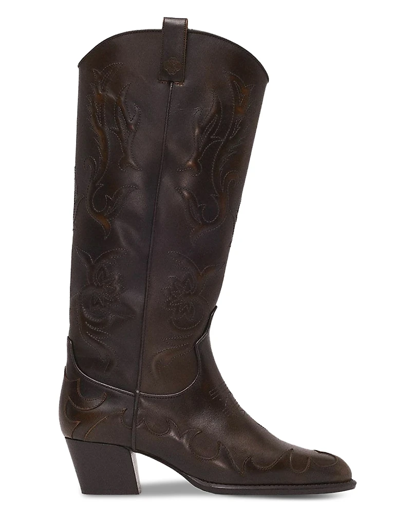 Maje Women's Leather Cowboy Boots