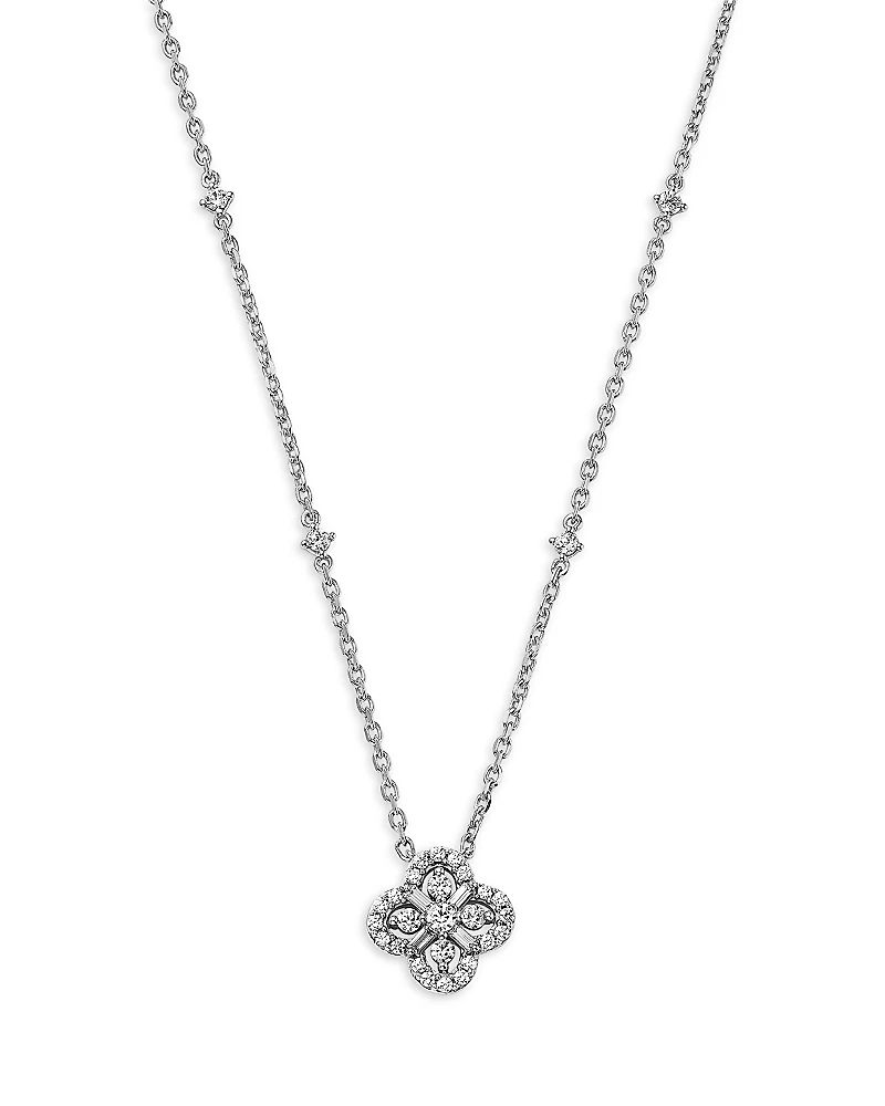 Bloomingdale's Fine Collection Diamond by the Yard Round & Baguette Clover Pendant Necklace