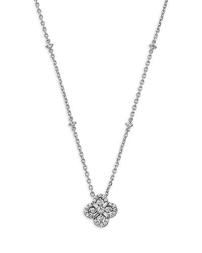 Bloomingdale's Fine Collection Diamond by the Yard Round & Baguette Clover Pendant Necklace
