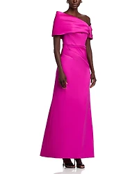 Teri Jon by Rickie Freeman Mikado Asymmetric Gown