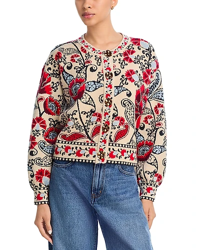 Farm Rio Francesca Sand Knit Cardigan