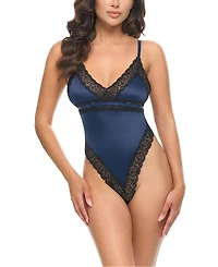 Oh La Cheri Iris Satin & Lace Teddy