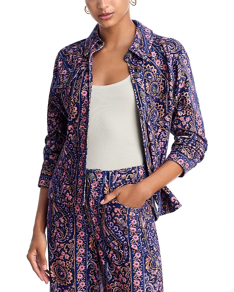 Cinq a Sept Paisley Velveteen Scrunched Jacket