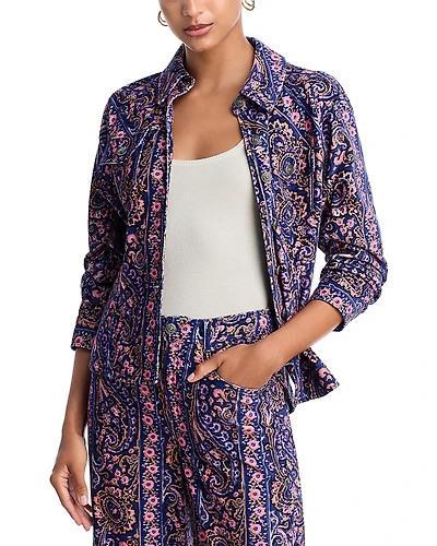 Cinq a Sept Paisley Velveteen Scrunched Jacket
